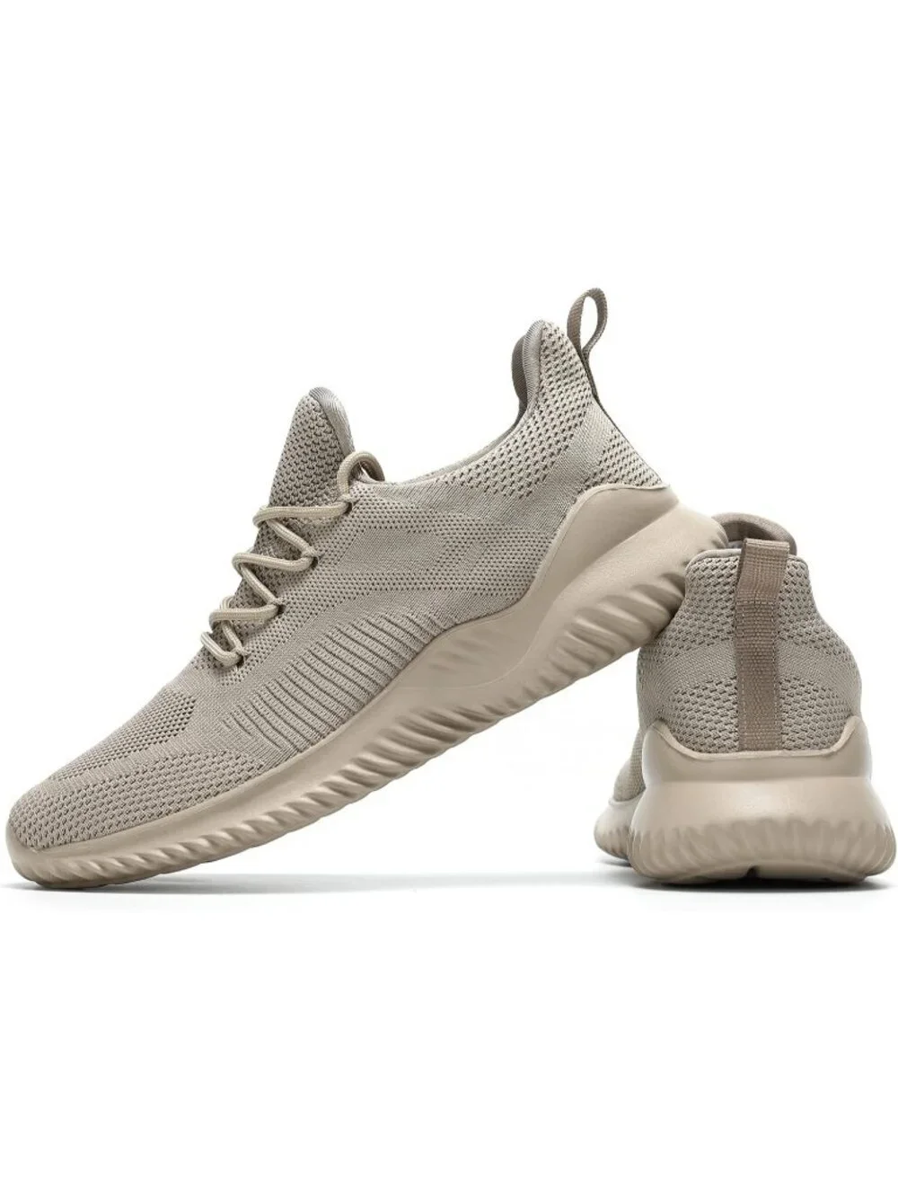 Men's Khaki Non Slip Running Shoes Ultra Light Breathable Casual Walking Shoes